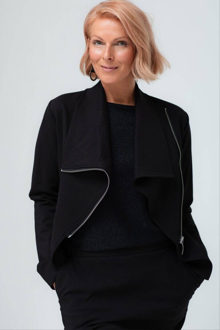 Epäsymmetrinen takki lukolla Seki, musta