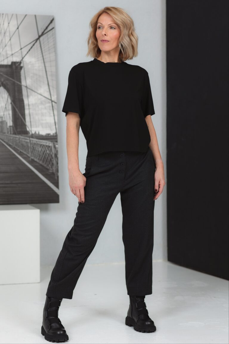 Tummanharmaat, tyylikkäät housut Tsuba