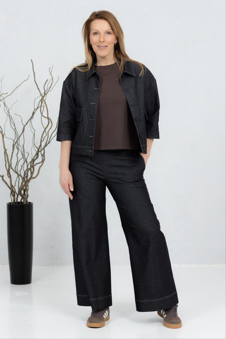 Fumiko-leveälahkeiset farkut + Tomo-denimtakki