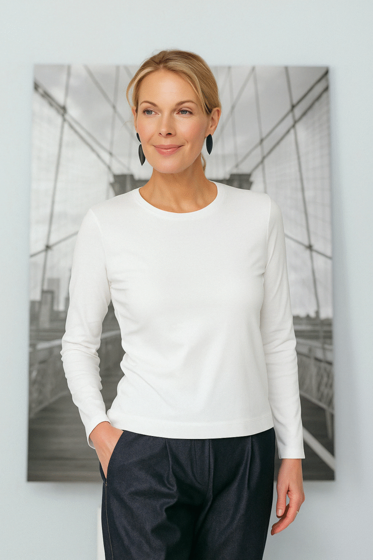 Valge pikkade varrukatega T-särk Suruki