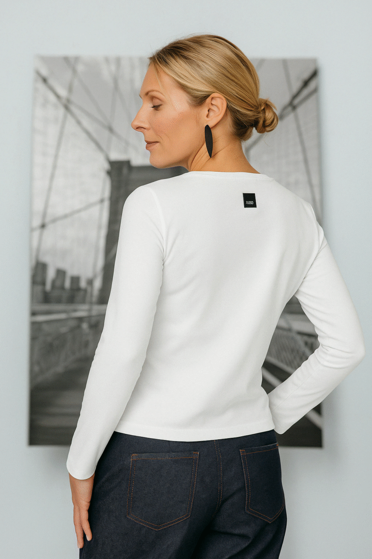 Valge pikkade varrukatega T-särk Suruki