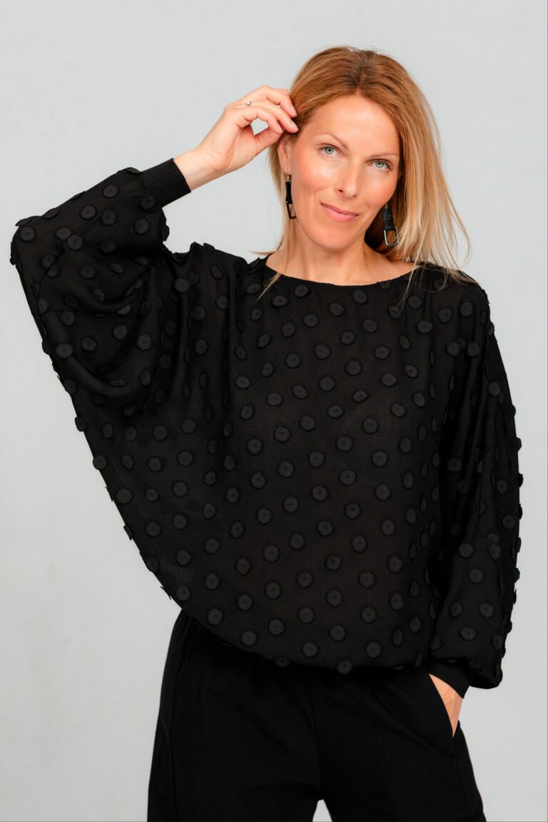 Kuma, teksturoitu kuviollinen pusero, musta