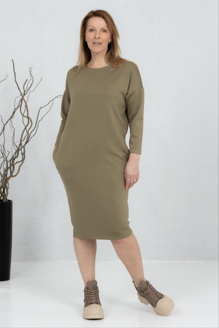 Oliiviroheline,pehme V-lõikeline viskooskleit Sanaka